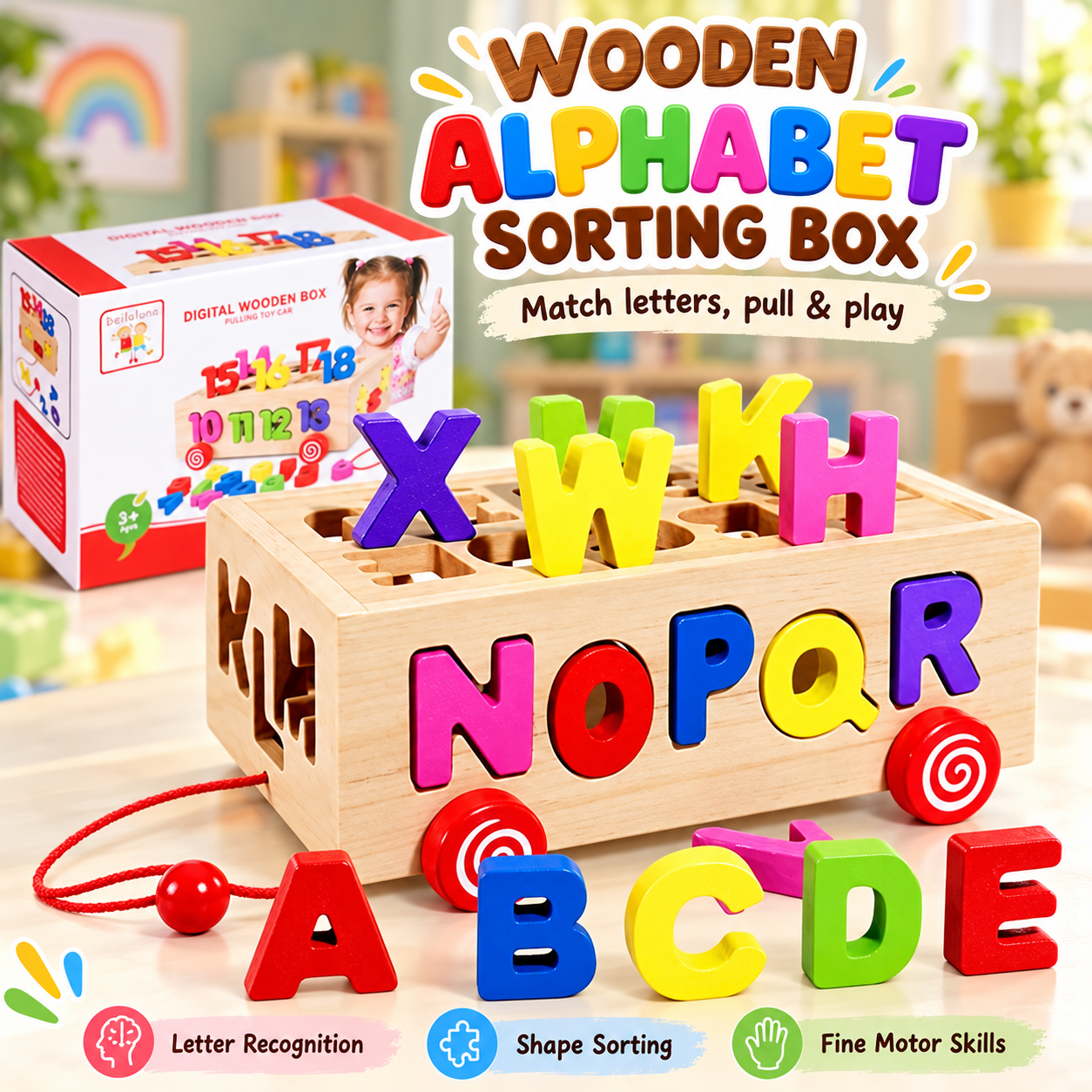 Wooden Alphabet Sorting Box