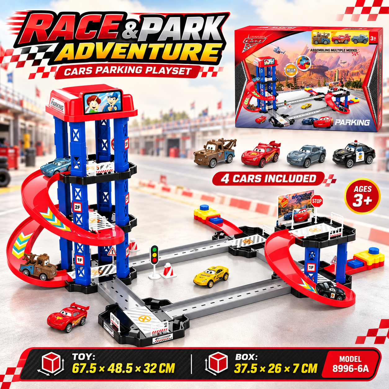 RACE & PARK ADVENTURE – CARS PARKING PLAYSET