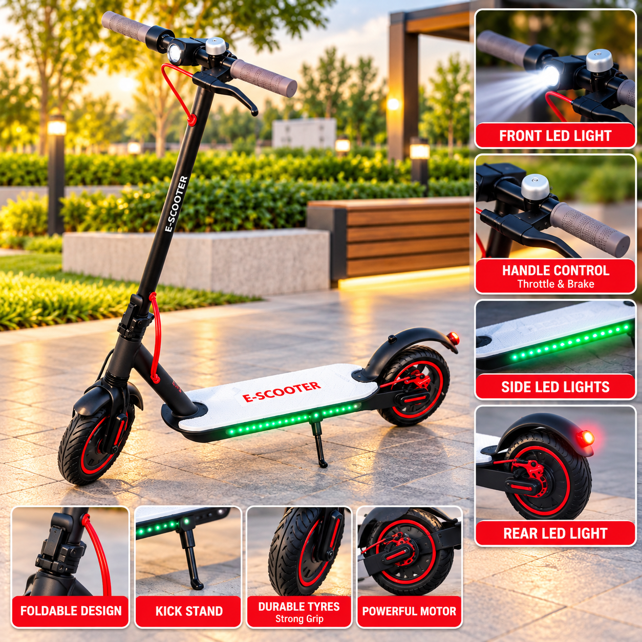 ELECTRIC SCOOTER WITH LED LIGHTS