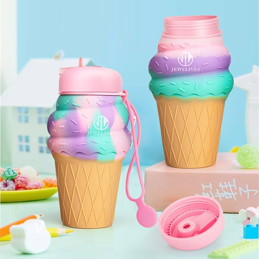 WATER BOTTLE SILICONE FOLD UNICORN
