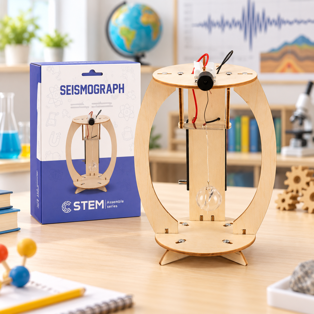 WOODEN SEISMOGRAPH DIY STEM SCIENCE TOY