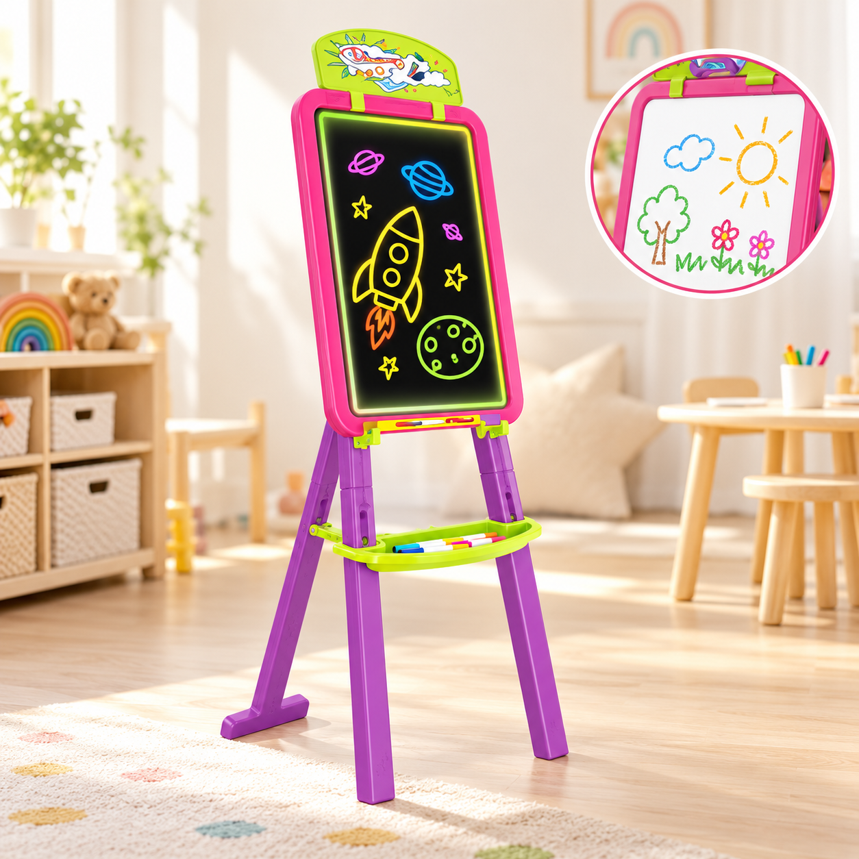 2-in-1 Double-Sided Drawing Board for Kids – Large Size