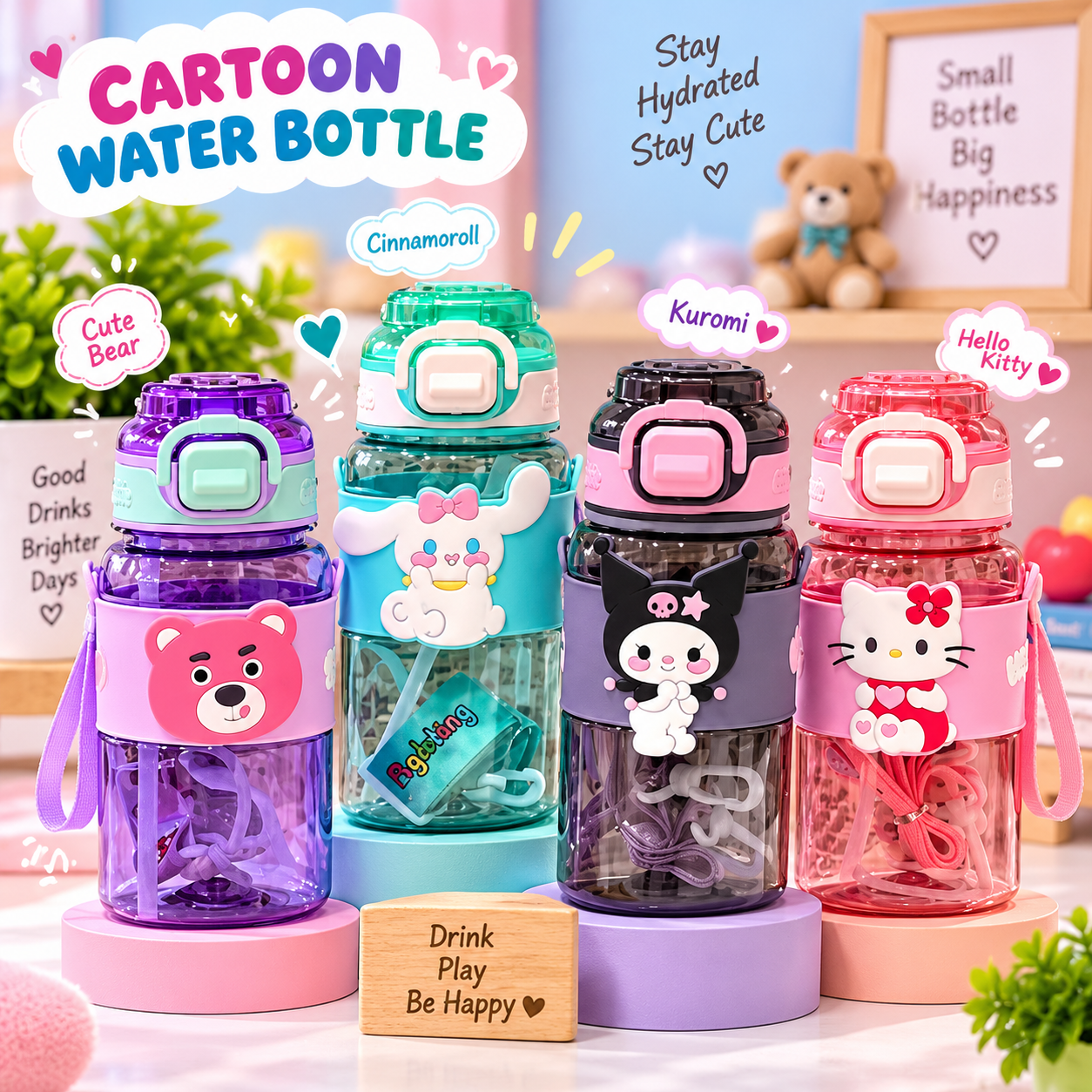 PLASTIC WATER BOTTEL 600ML KOROMI