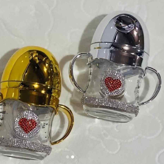 BABY GLASS FEEDER BEEDS ON BODY 120ML