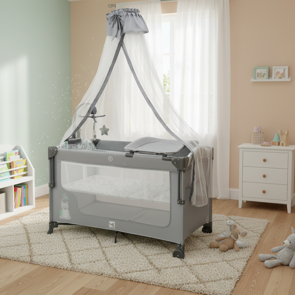 BABY TRAVEL COT WITH MOSQITO NET