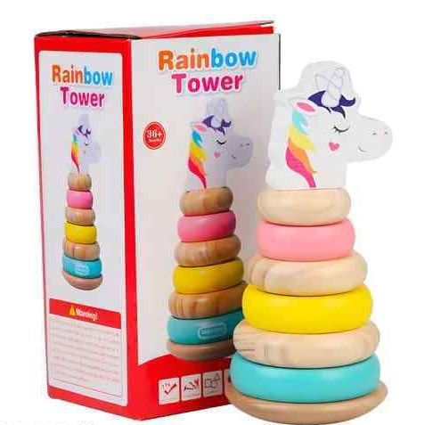 WOODEN PLAY TOYS RAINBOW TOWER