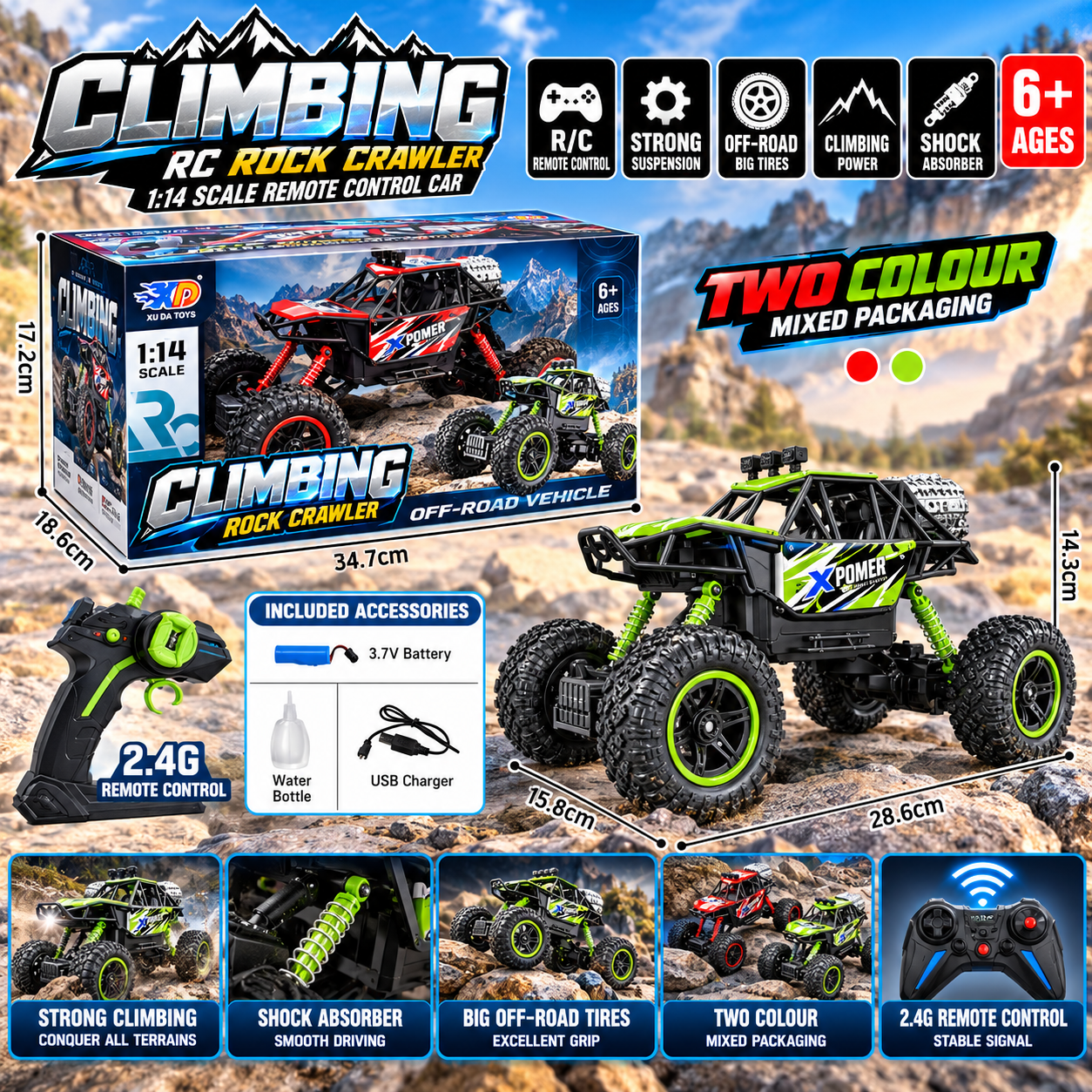 REMOTE CONTROL CLIMBING OFF ROAD SMOKE JEEP