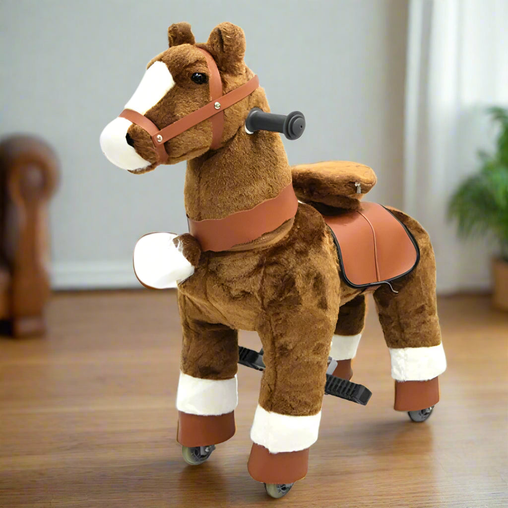 KIDS ROCKING HORSE BROWN L-22" W-11" H-30"