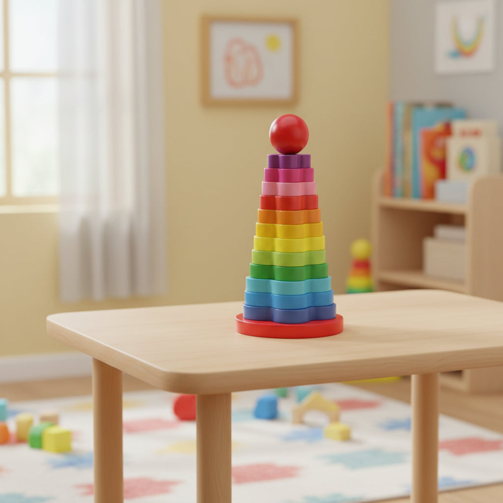 WOODEN RAINBOW TOWER TOY