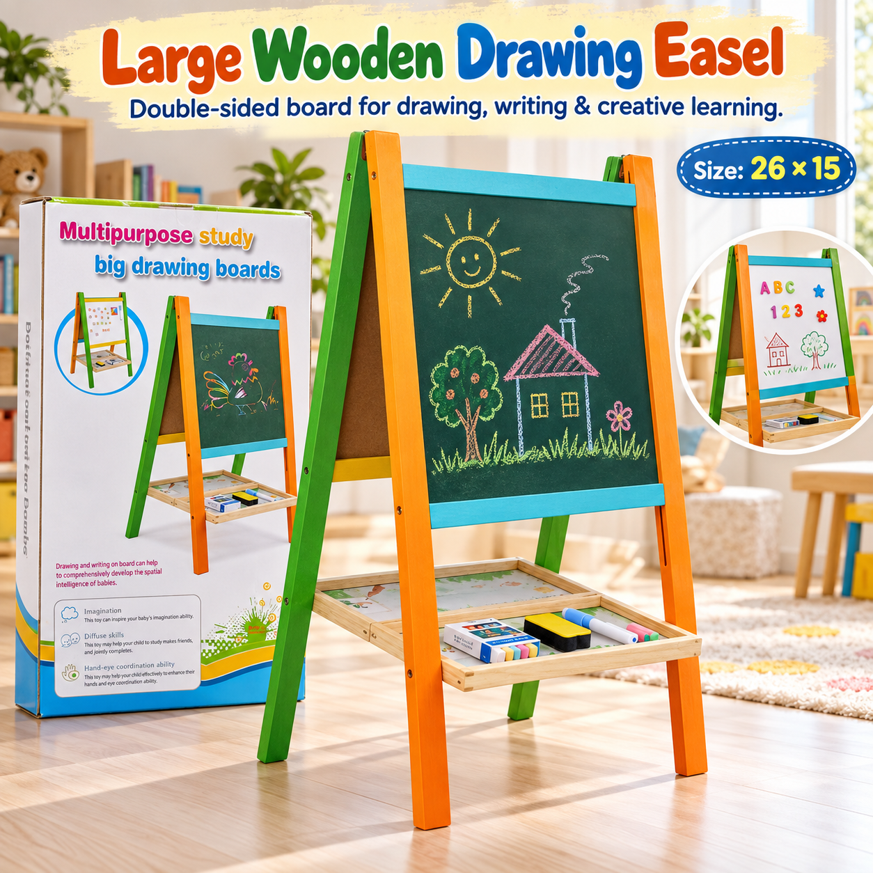 Large Wooden Drawing Easel