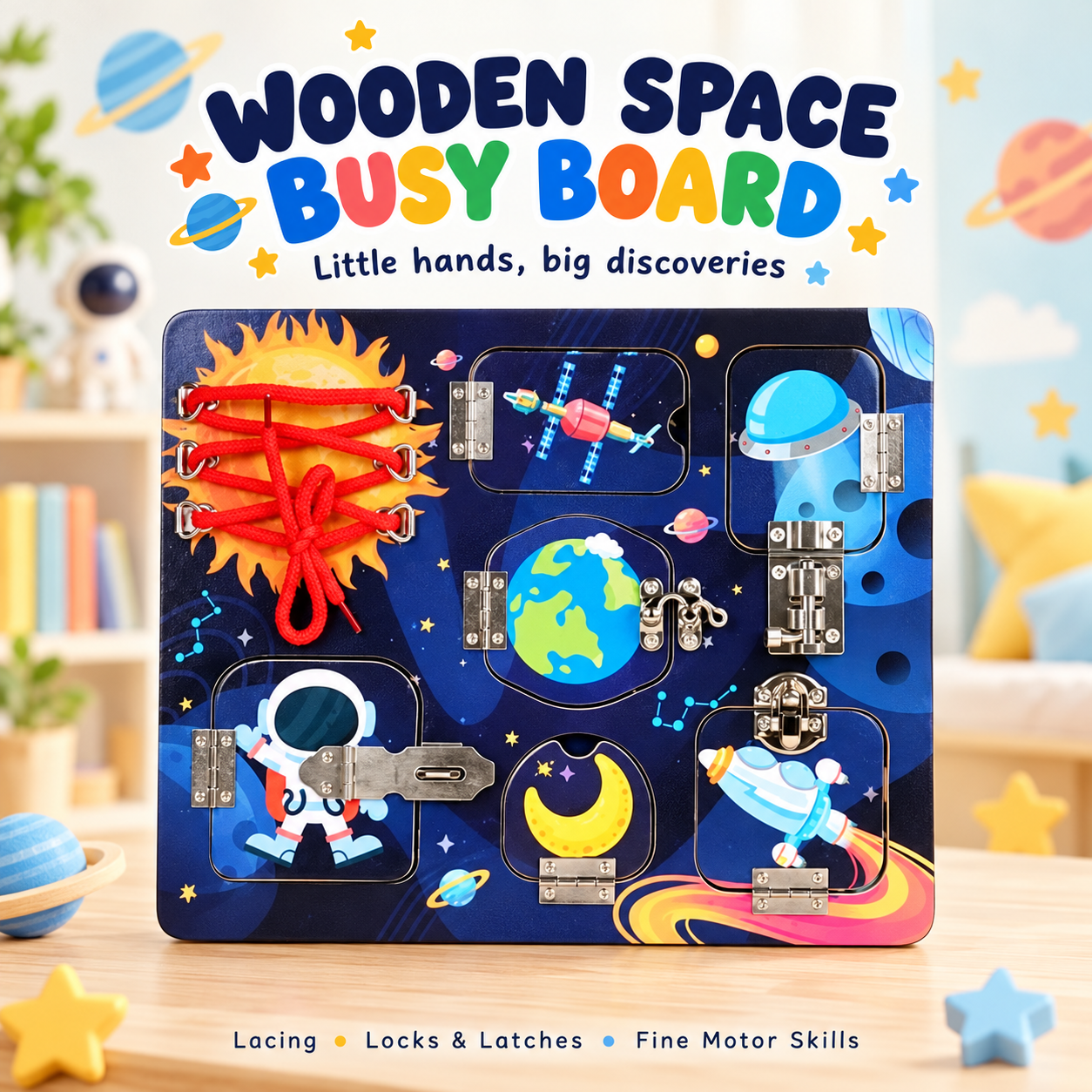 Wooden Space Busy Board