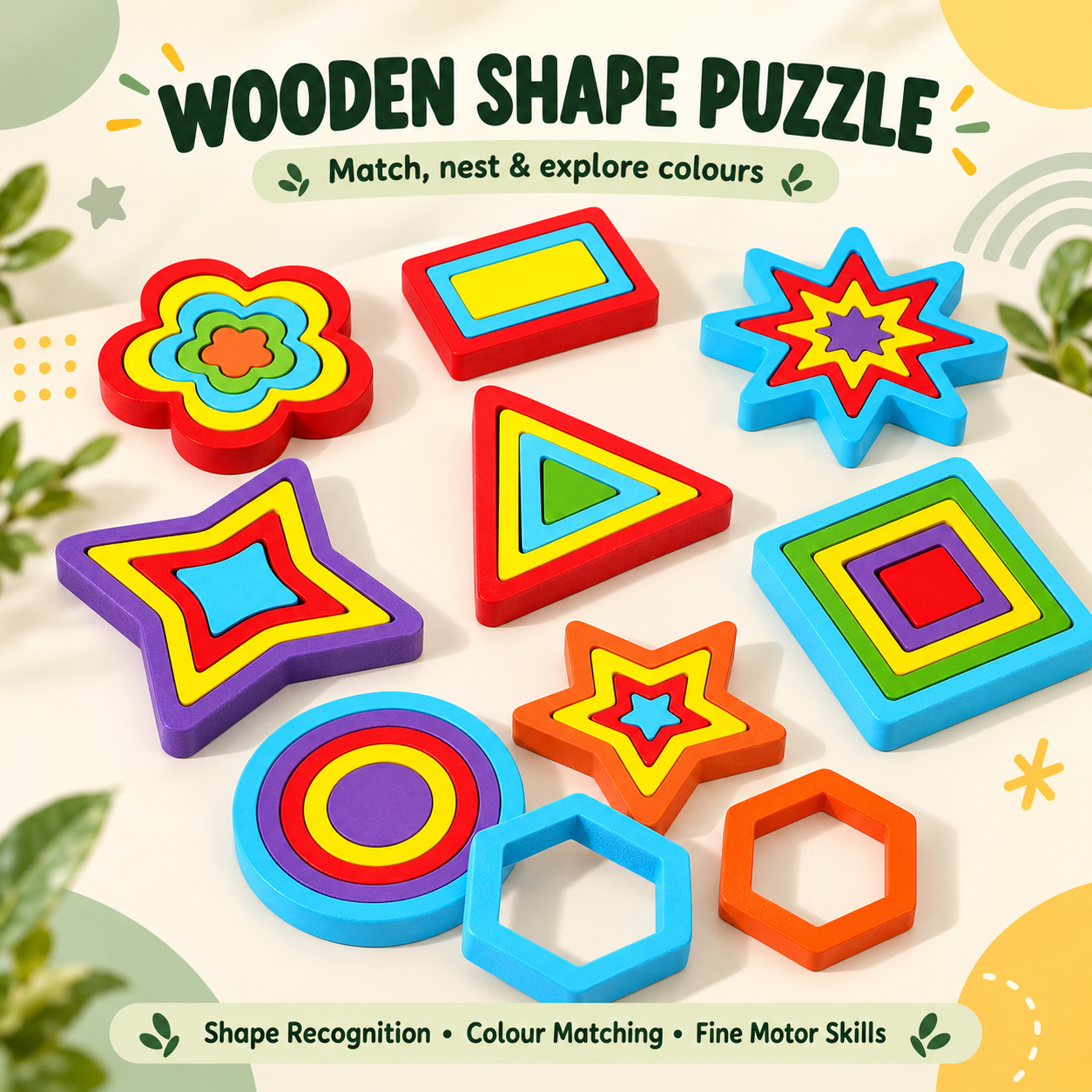 Colourful Wooden Shape Puzzle
