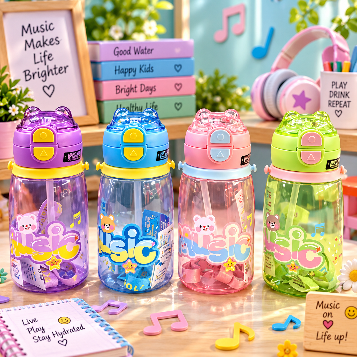 PLASTIC WATER BOTTEL MUSIC 700ML