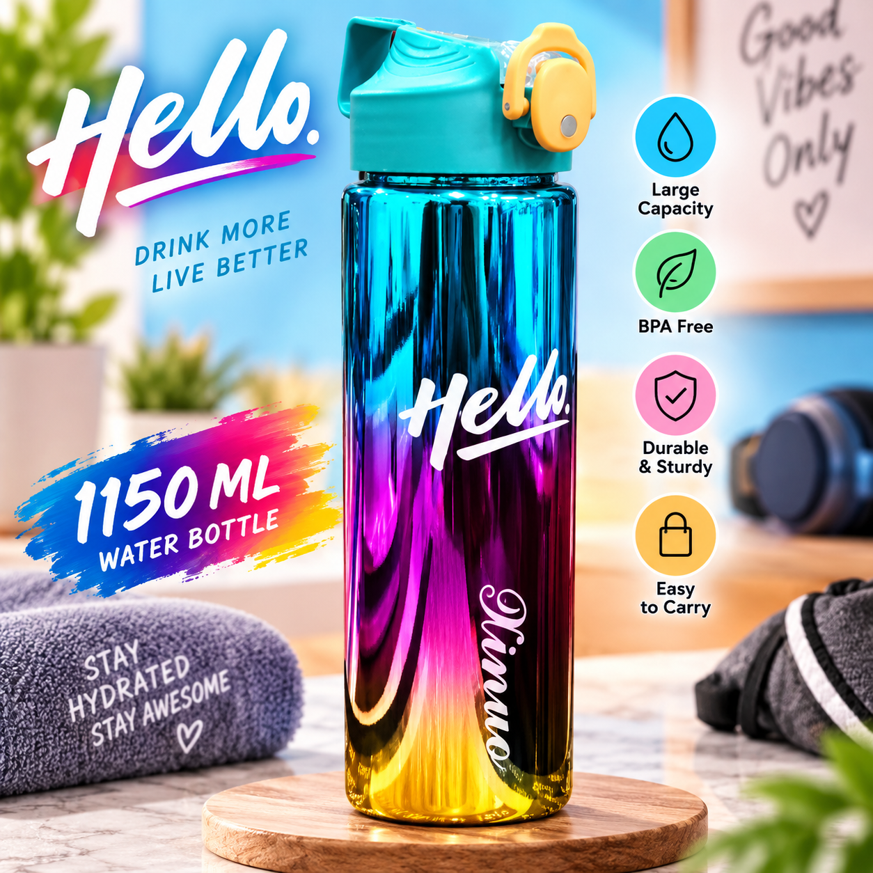WATER BOTTLE MULTY COLOR 1150ML