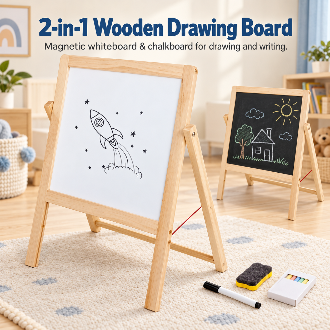 2-in-1 Wooden Drawing Board