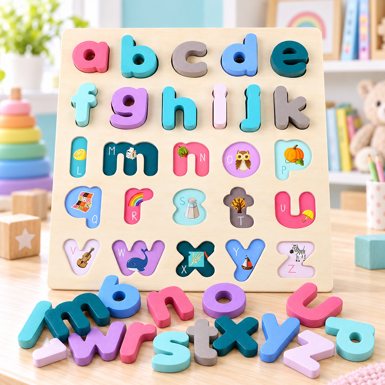 WOOD PLAY TOY ABC BLOCK