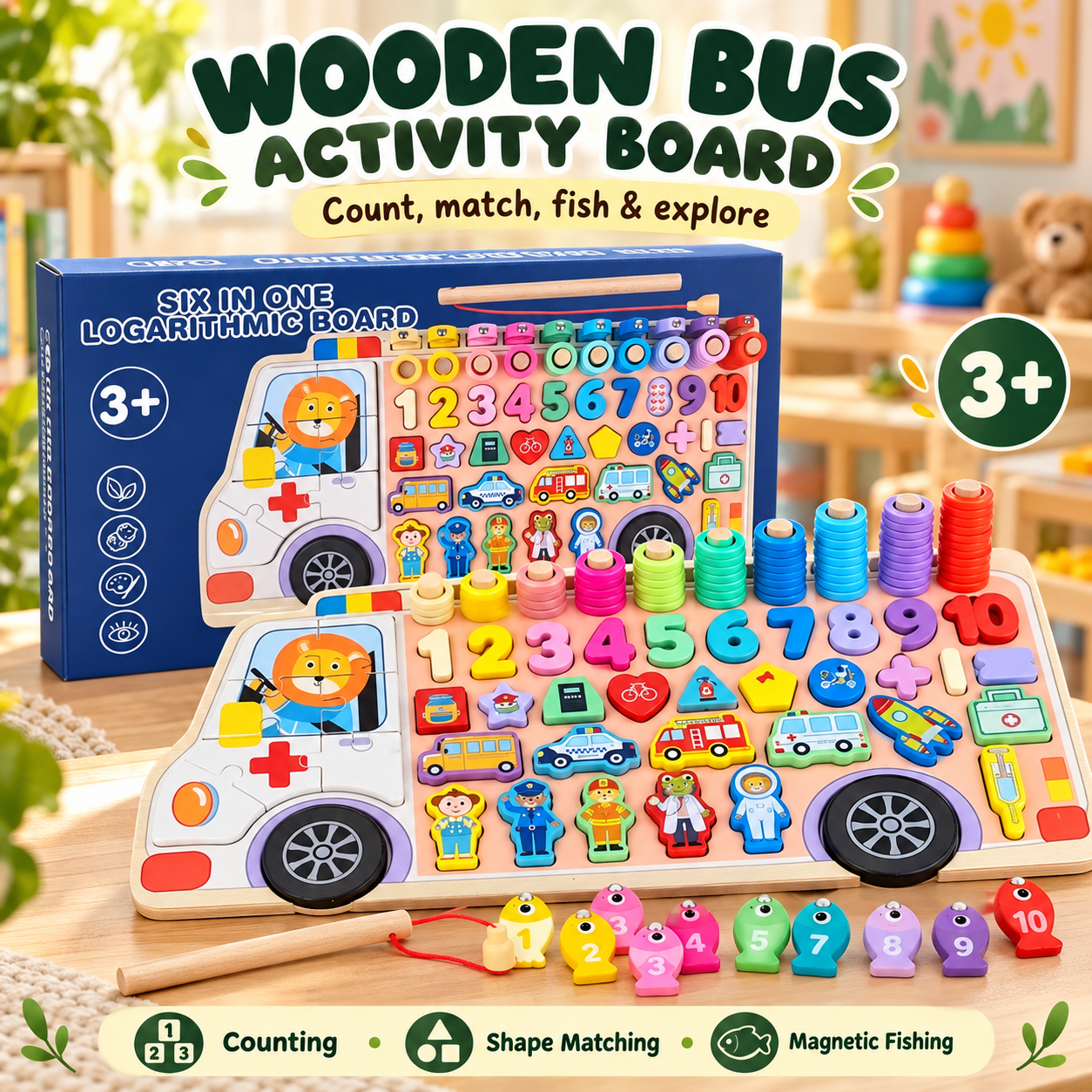 Wooden Bus Activity Board
