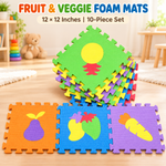 Fruit & Vegetable Foam Puzzle Mats – 12 × 12 Inches | 10-Piece Set