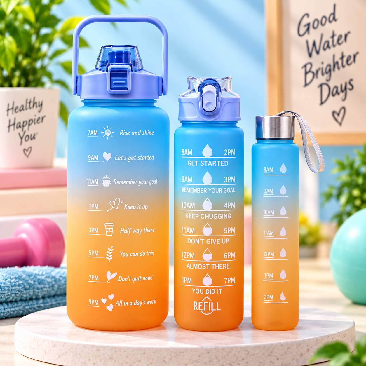 WATER BOTTLE 3PC SET RAINBOW