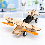 DIY WOODEN TWIN PROPELLER AIRCRAFT STEM TOY