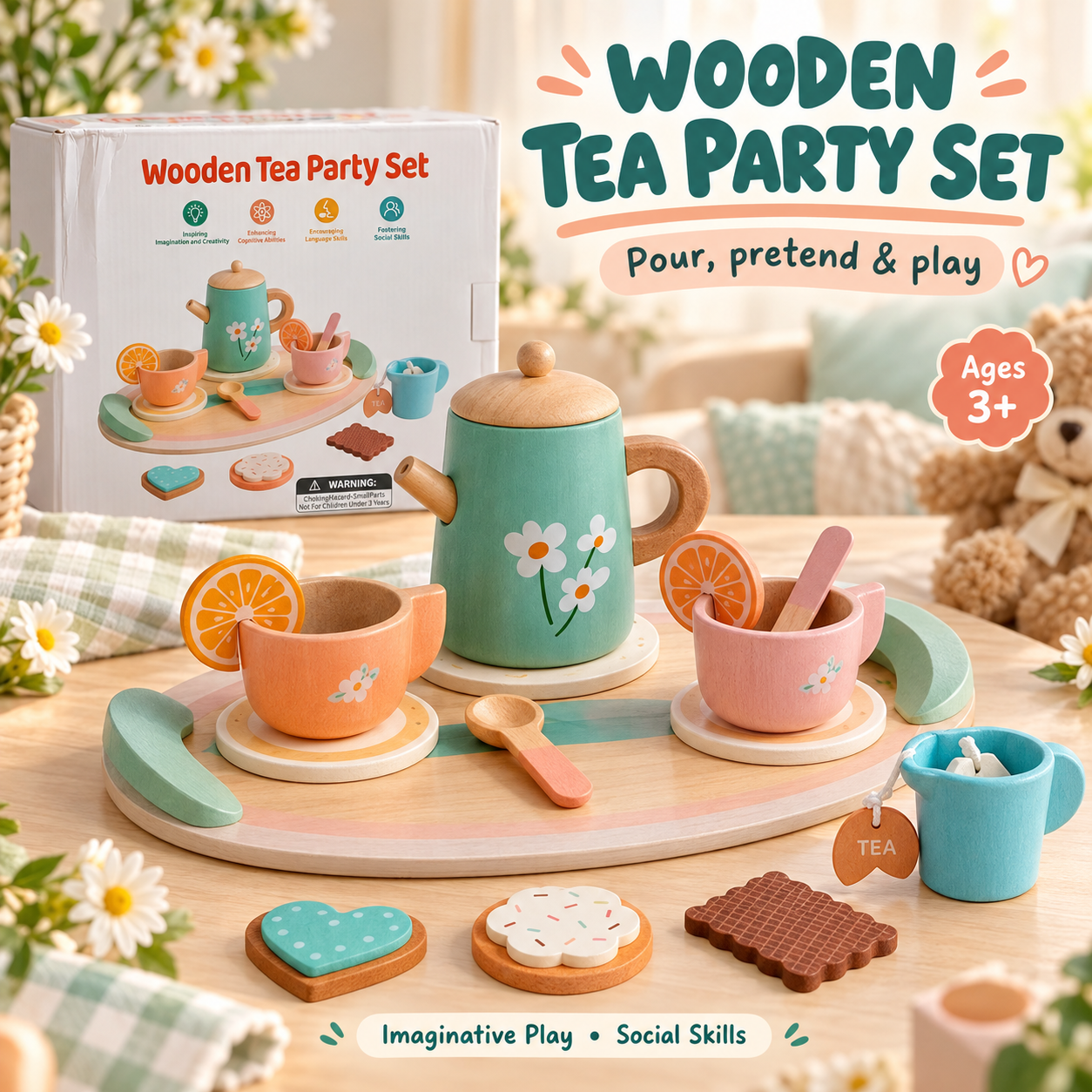 Wooden Tea Party Set
