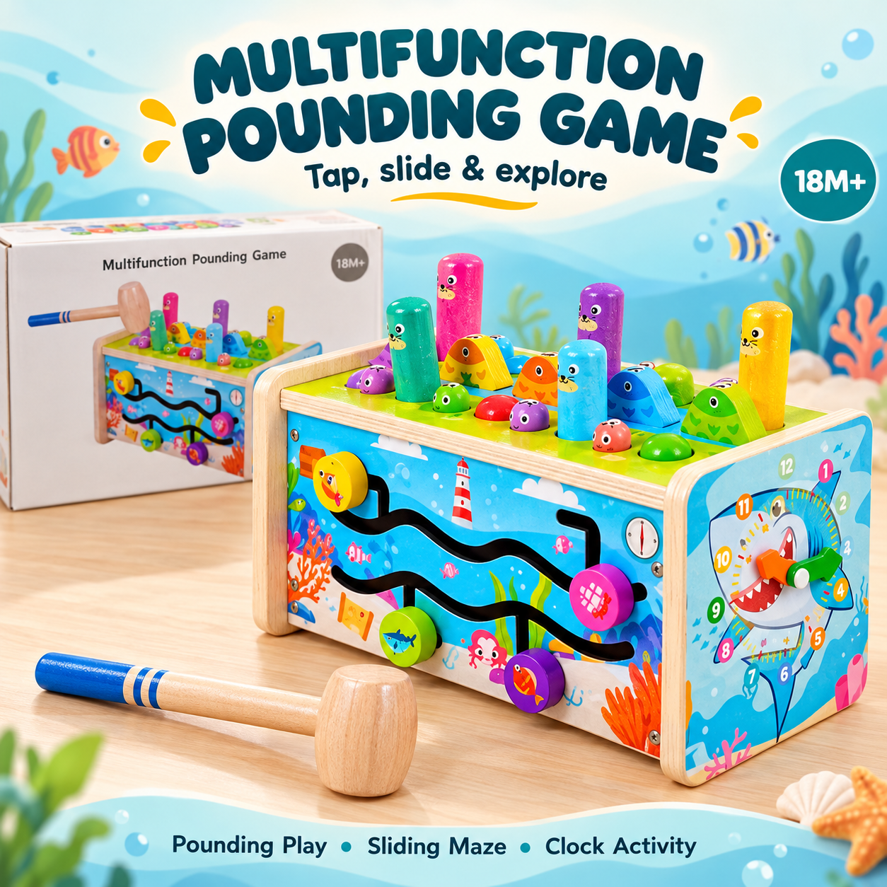 Wooden Multifunction Pounding Game
