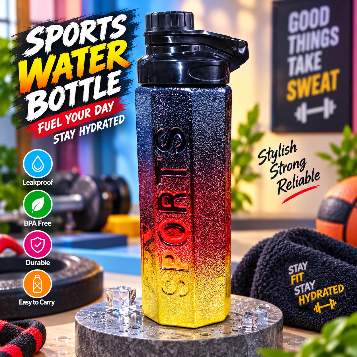 WATER BOTTLE SPORTS MULTI COLOR