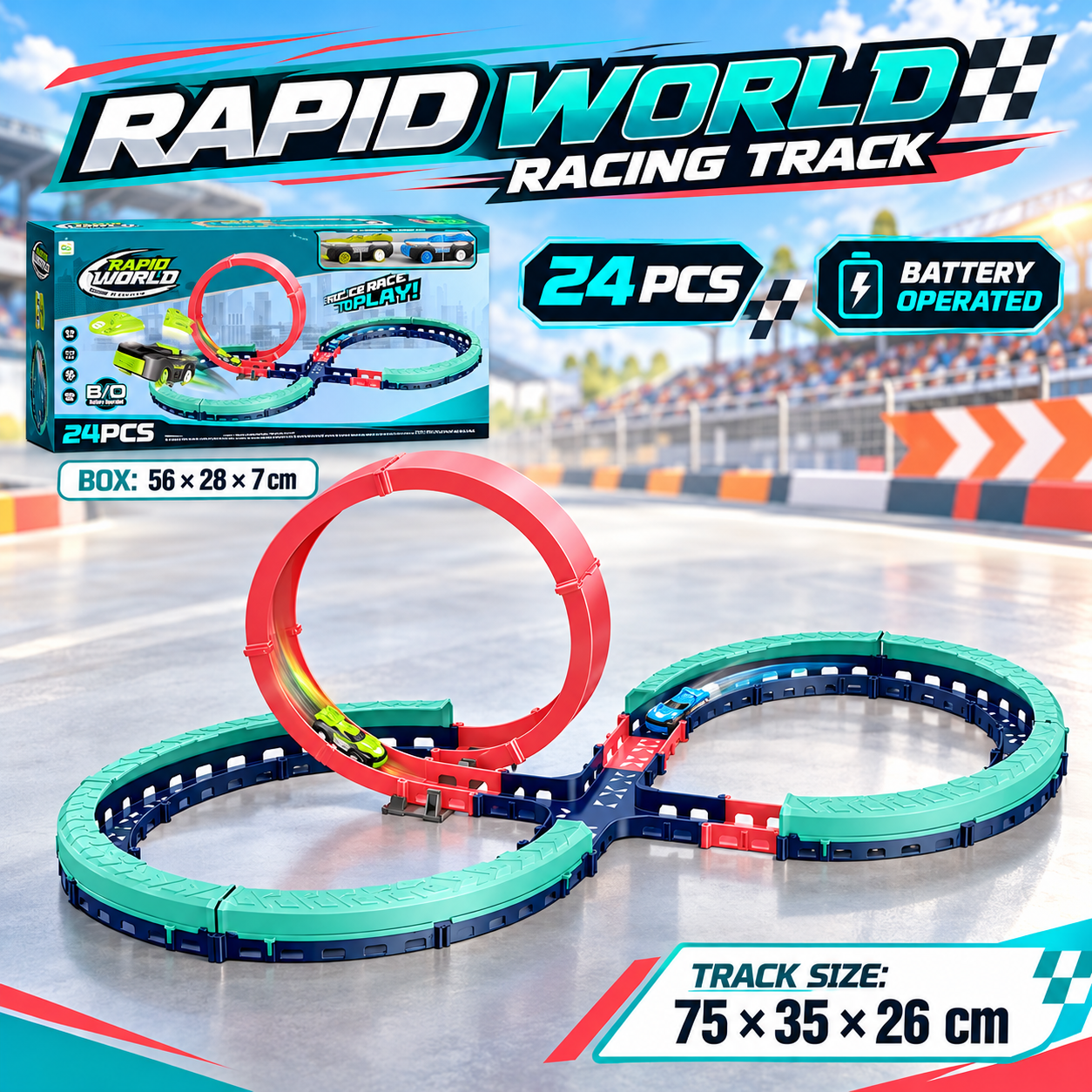 RAPID WORLD RACING TRACK – 24 PCS