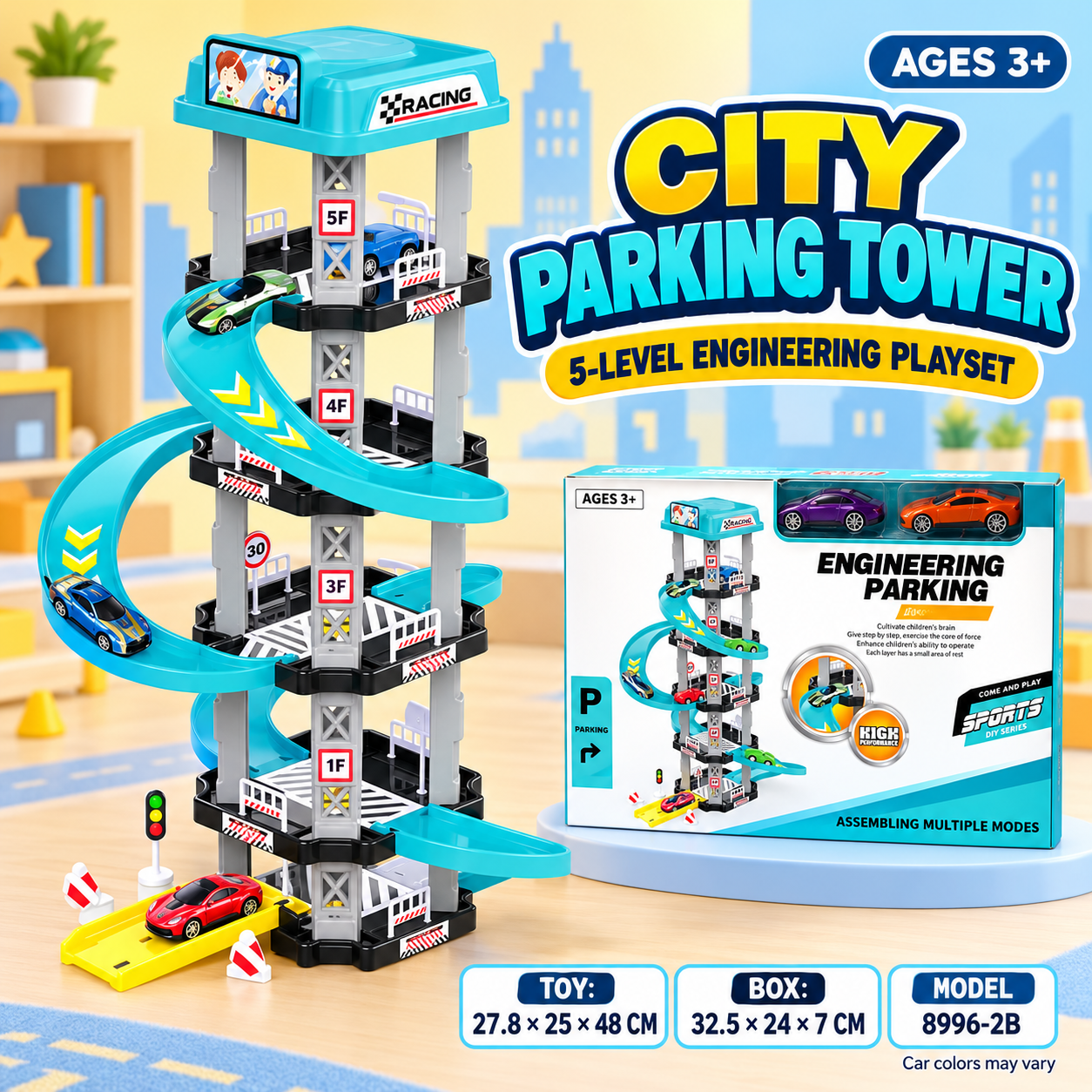 CITY PARKING TOWER – 5-LEVEL ENGINEERING PLAYSET