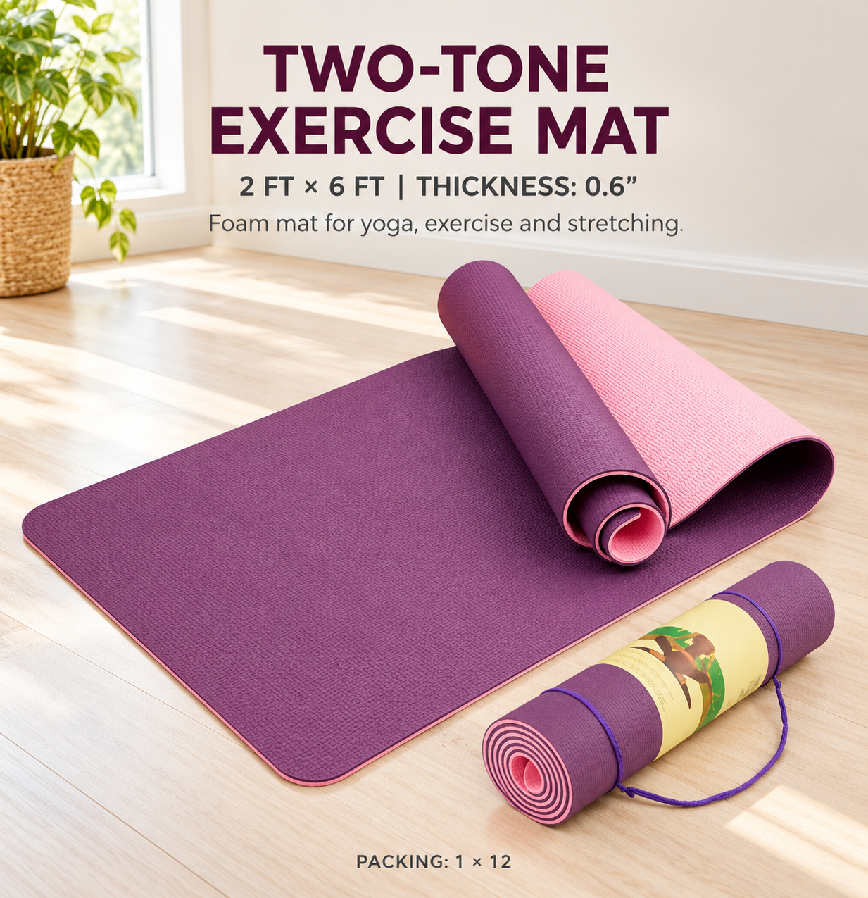 TWO-TONE EXERCISE MAT YOGA