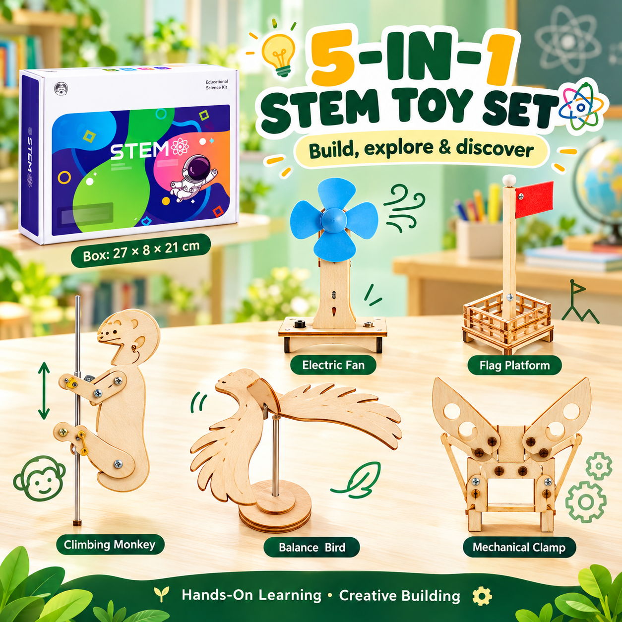 5-in-1 Wooden STEM Toy Set