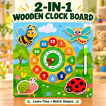 2-in-1 Wooden Clock & Whiteboard