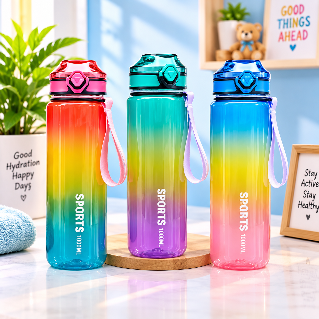 PLASTIC WATER BOTTLE 1000 ML MULTI