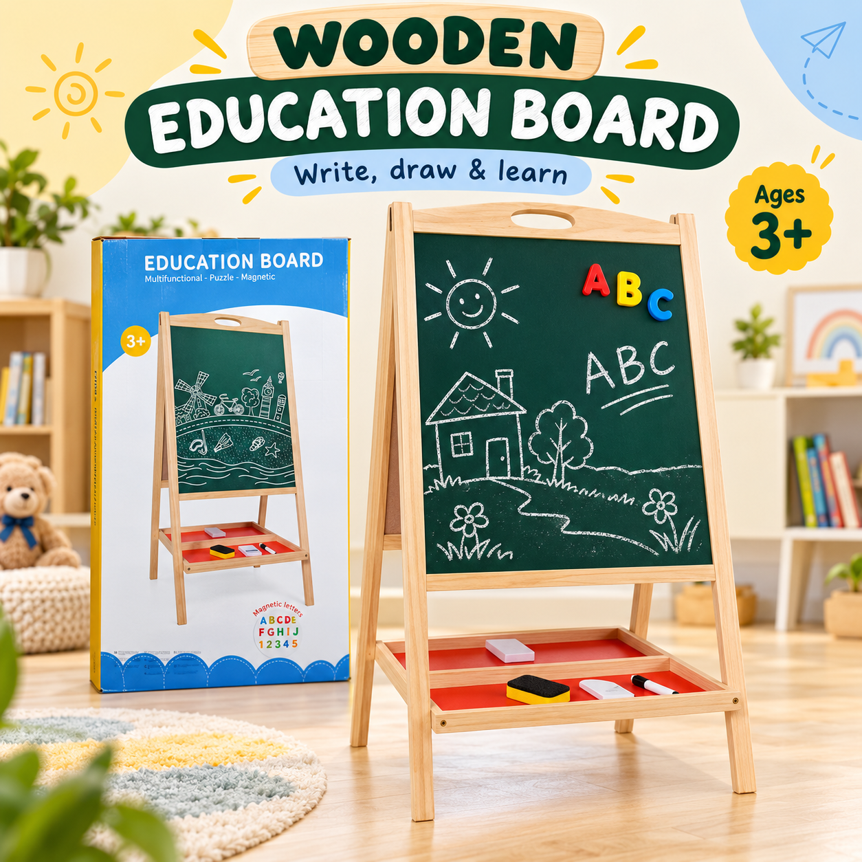 Wooden Magnetic Education Board