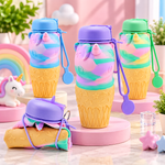 WATER BOTTLE SILICONE FOLD UNICORN
