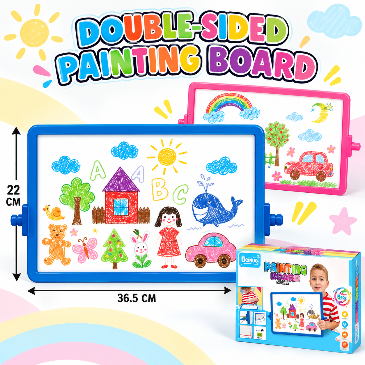 DOUBLE-SIDED PAINTING BOARD FOR KIDS