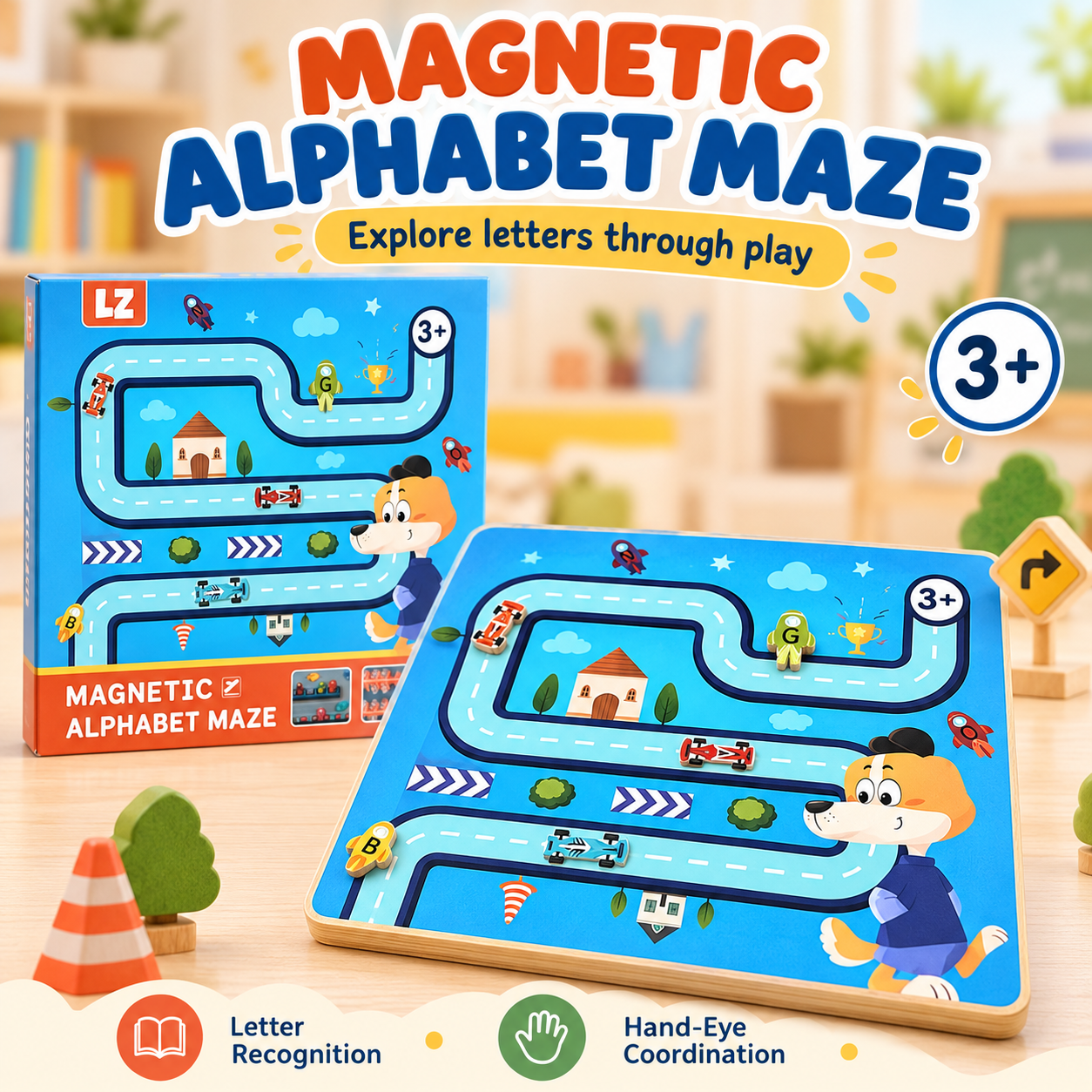 Wooden Magnetic Alphabet Maze
