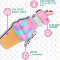 WATER BOTTLE SILICONE FOLD UNICORN