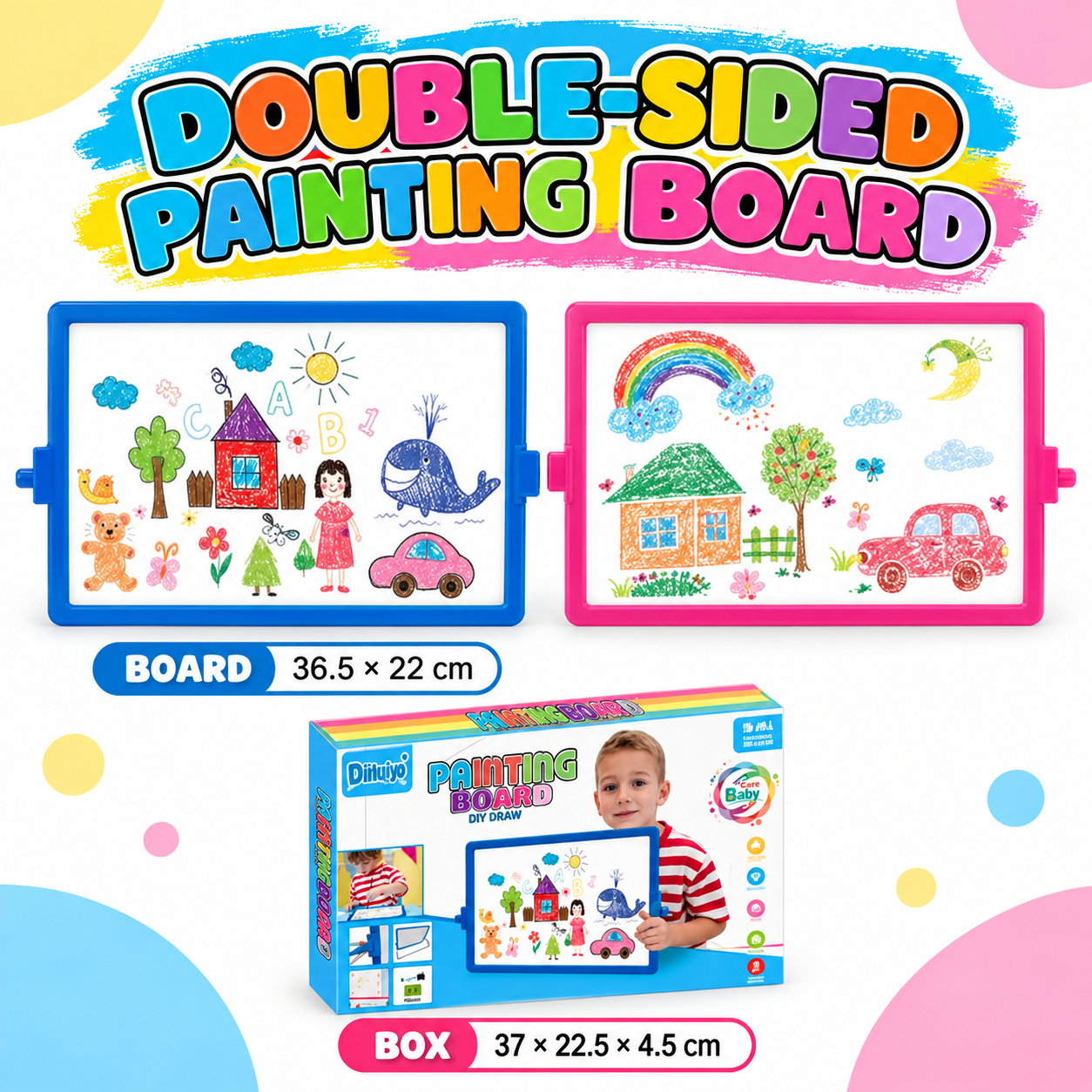 DOUBLE-SIDED PAINTING BOARD FOR KIDS