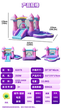 INF JUMPER SLIDE & POOL D-10ft.4" W-8ft.10" H-5ft.10"