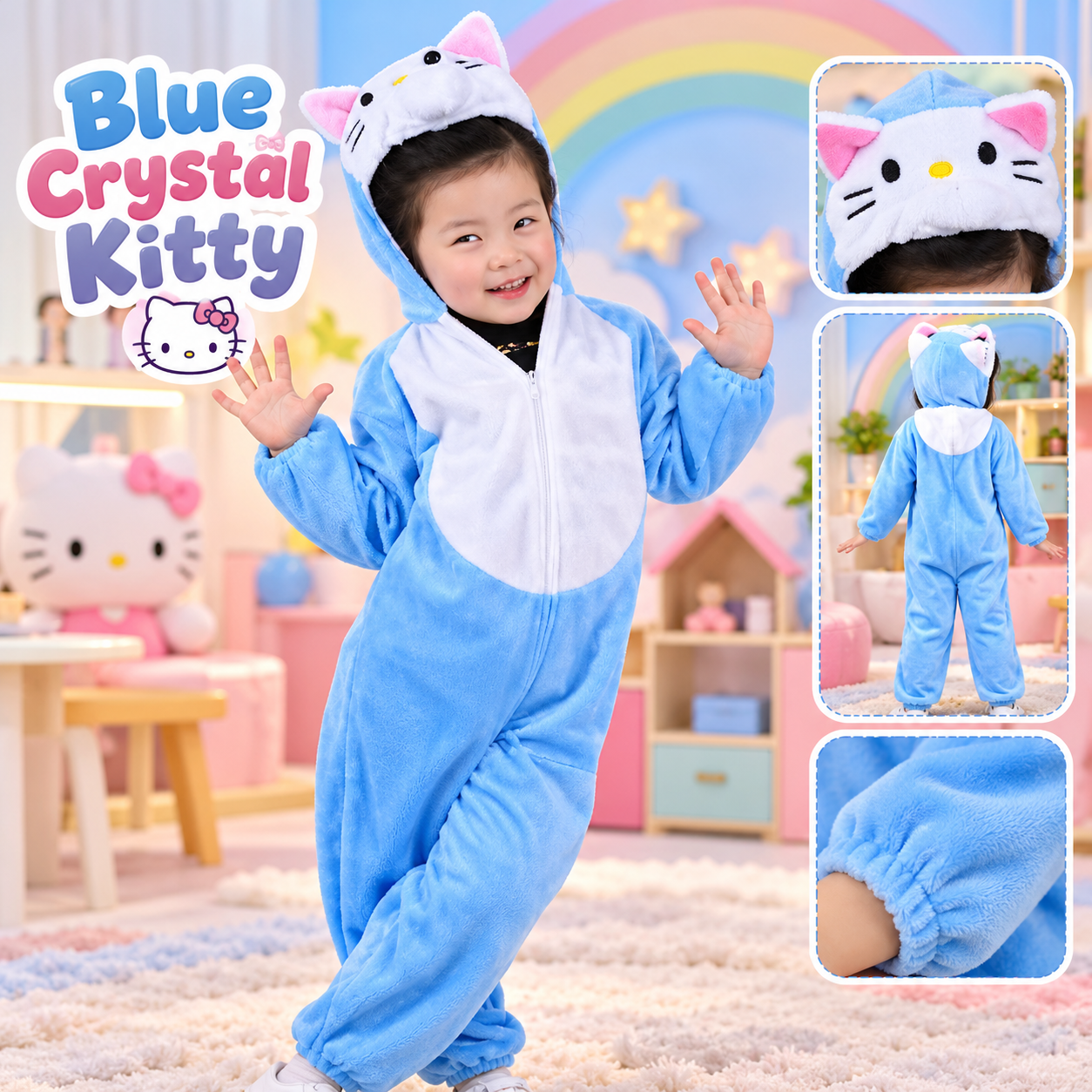 Kids Blue Kitty Fancy Dress Costume – Cute Cat Role Play Outfit