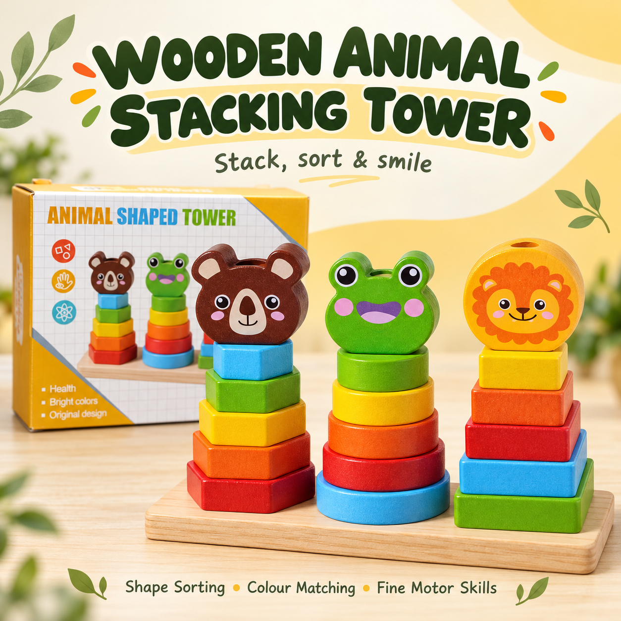 Wooden Animal Stacking Tower