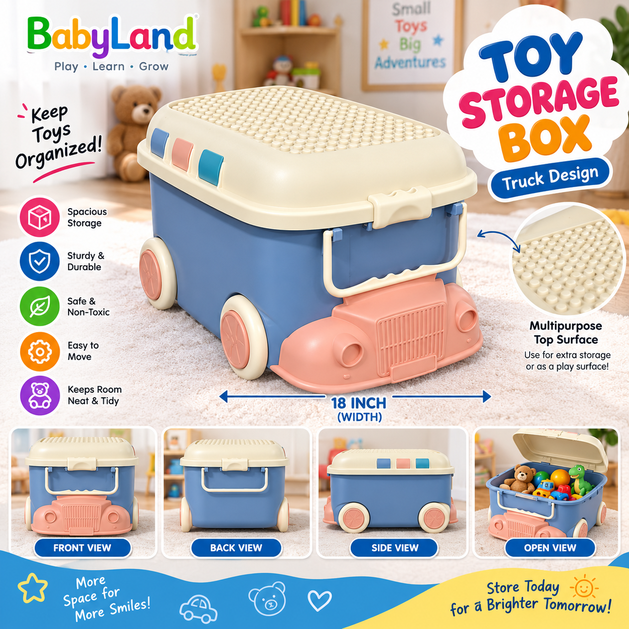 TOY STORAGE BOX 18" TRUCK