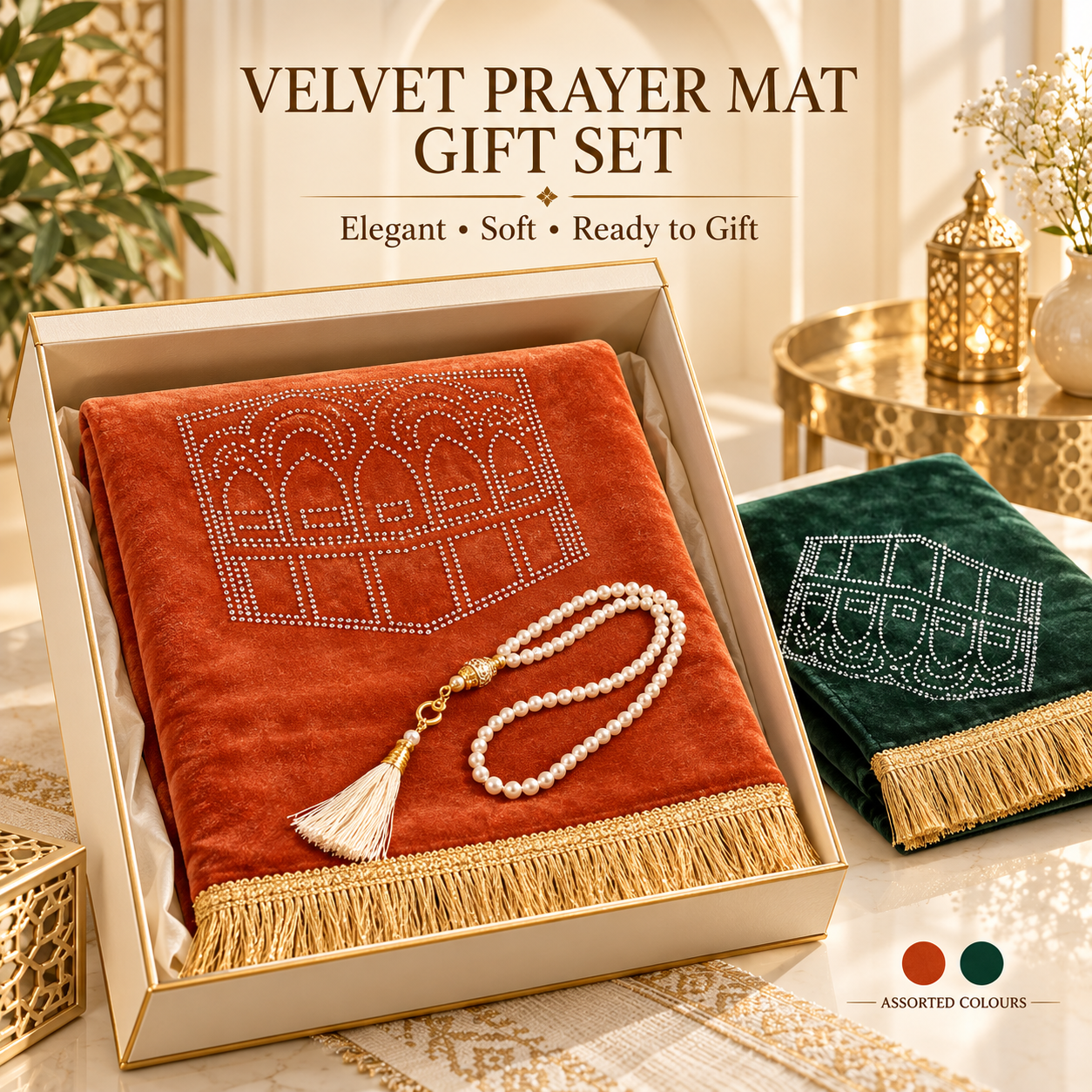 Velvet Prayer Mat Gift Set