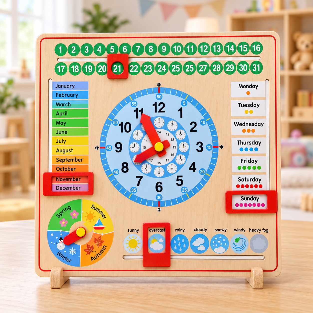 Wooden Calendar Clock