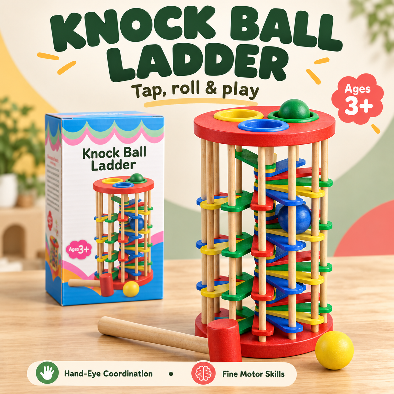 Wooden Knock Ball Ladder