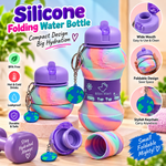 WATER BOTTLE SILICONE FOLD MULTI COLOR