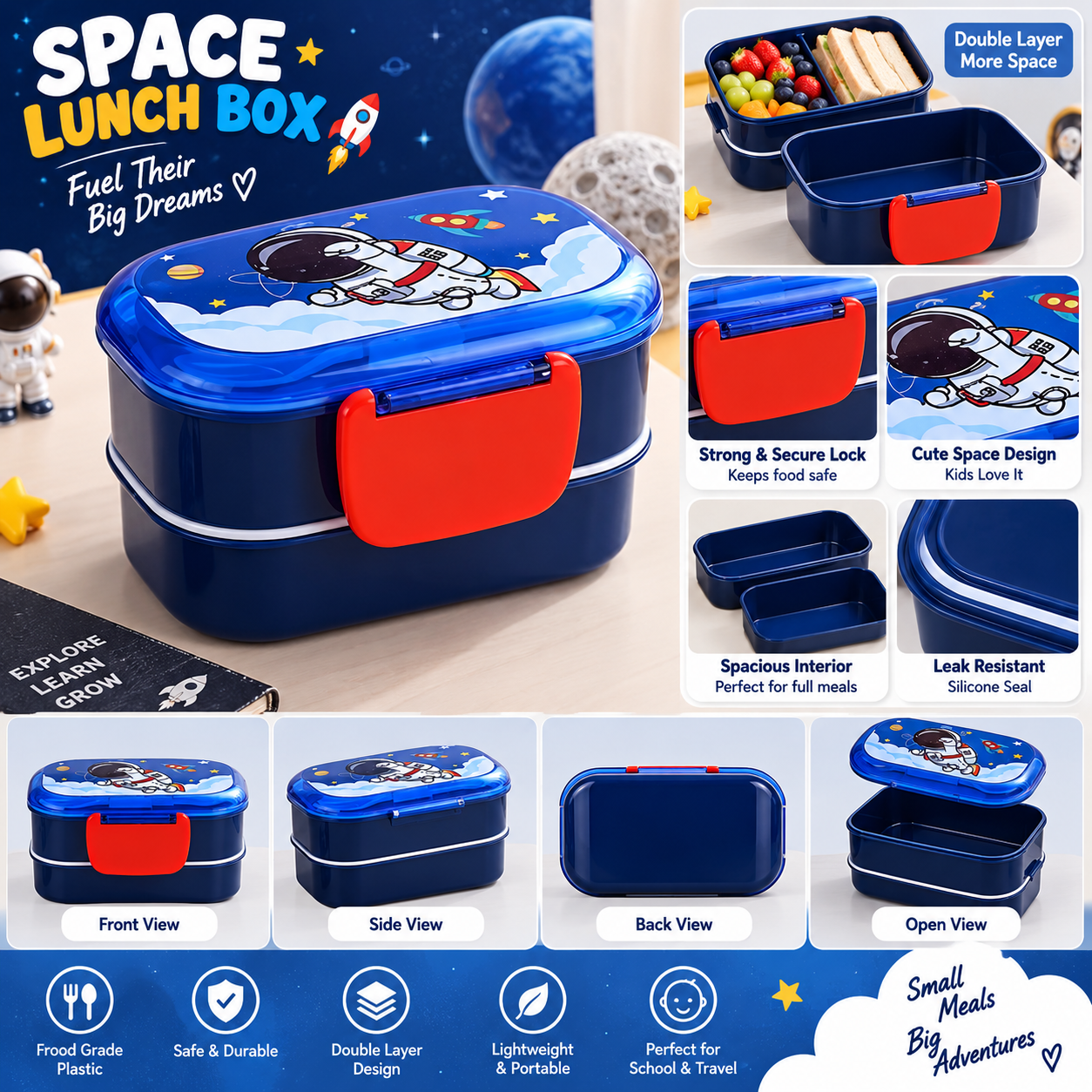 KIDS LUNCH BOX SPACE MAN DOUBLE
