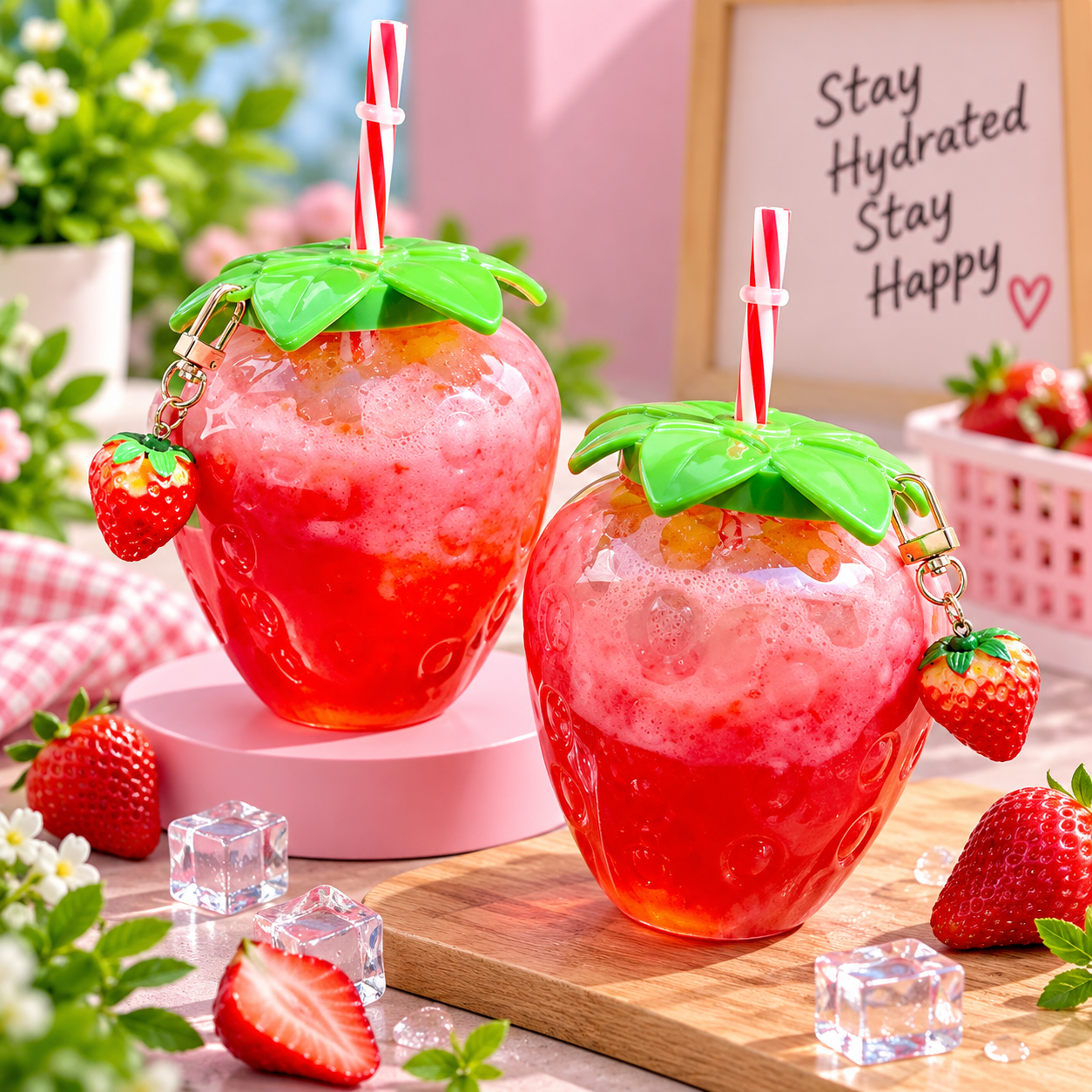 WATER BOTTLE STRAW BERRY BOTTLE 500ML