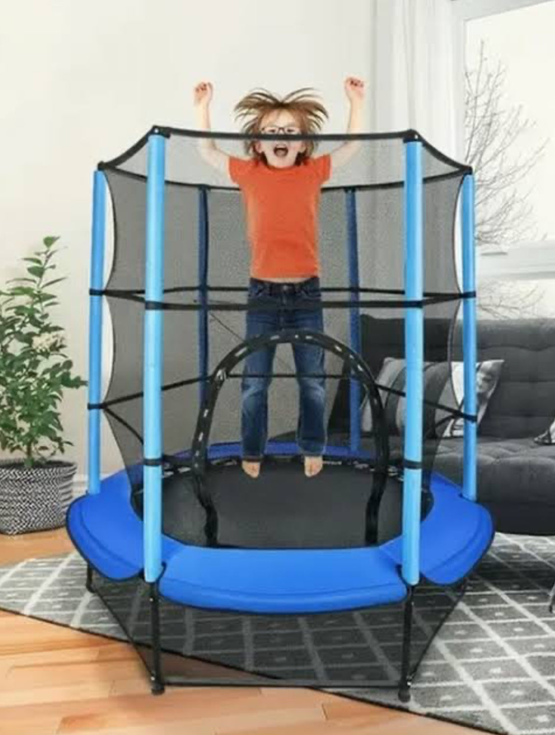 55” TRAMPOLINE WITH ALLOY SPRING    (bluecolour)